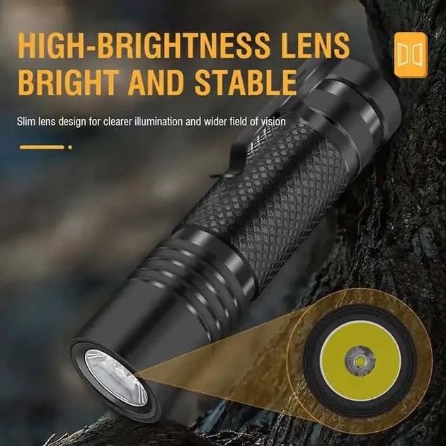 High-brightness lens with BORUiT Mini LED rechargeable Flashlight
