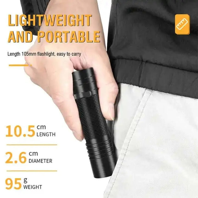 Lightweight and easy to carry BORUiT Mini LED rechargeable Flashlight