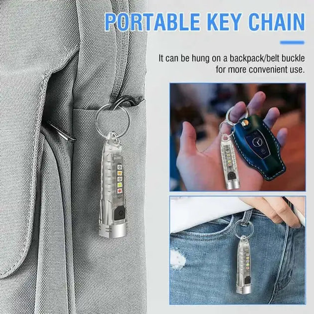 Boruit V1 EDC portable keychain with LED lights perfect for backpacks and keys
