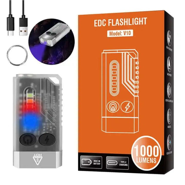 Boruit V10 EDC Flashlight with 1000 lumens with Type-C rechargeability 