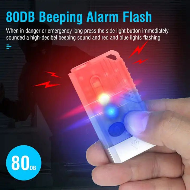Boruit V10 EDC with An 80DB emergency alarm flash with red and blue lights for safety and urgency