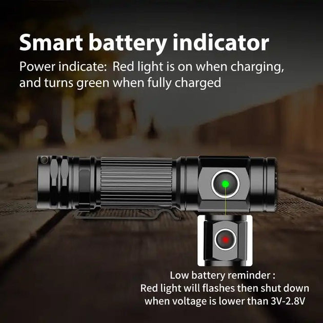 Peetpen L10 Pro tactical flashlight with a smart battery indicator