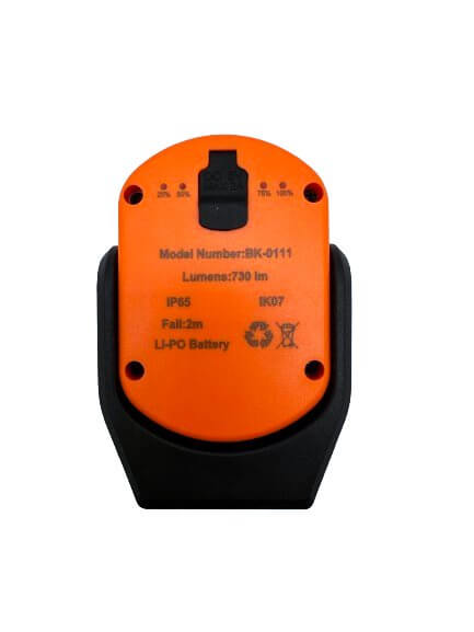 Orange color option of Realite Bk-0111 rechargeable magnetic base flashlight LiPO battery pack